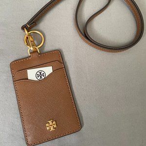 Tory Burch (136584) Emerson Moose Saffiano Leather Necklace Lanyard Card Case